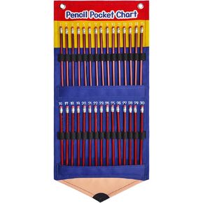 ZJchao Pencil Parking Wall Organizer, Numbered Pencil Dispenser Chart, Classroom Organizer for Pens, Pencils, Crayons with Top Loop Design for Various Occasions