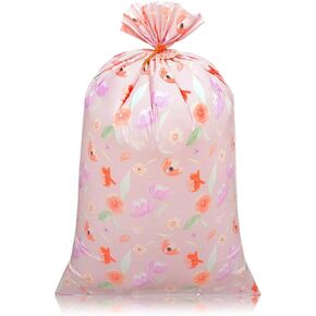 Plauthus Floral Design Bag Jumbo Gift Bag ، 56 'Extra Birth Birthday Gift For Birthday ، Wedding ، Wedding ، Bride Shower (Floral Pink)