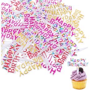 100 PCS عيد ميلاد سعيد كب كيك أعلى القبعات ، كعكة ملونة أعلى أعياد عيد ميلاد سعيد يختار الديكور الحلوى للذكرى للاحتفال