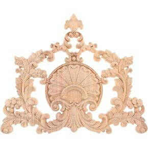 Muxsam Wood healpiques onlays wooden decal decal centre decor ، 1pc نحت زخرفية غير مصممة للباب جدار الحائط خزانة سرير مقعد مقعد كرسي أريكة DIY ، مشاريع أثاث DIY ، 23 × 20 سم/9.06 "x7.87"