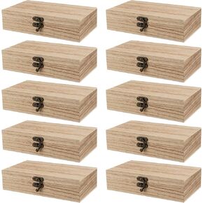 Funsuei 10 PCS 7.9 × 3.9 × 2 بوصة الخشب ، صناديق خشبية غير مكتملة مع غطاء مفصلي للحرف اليدوية ، وتخزين الحرف اليدوية ، والهدية