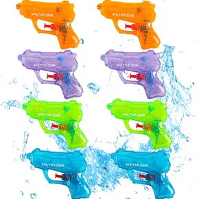 LOKIPA 8 Pack Water Guns for Kids, Small Water Guns Bulk Squirt Guns Plastic Blasters for Outdoor Beach Swimming Pool Party Favors