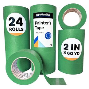 High Tack Green Painters Tape, 2 inch x 60 Yards, Case of 24 Rolls, Made in America, Clean Removal Green Masking Tape, Strong & UV Resistant