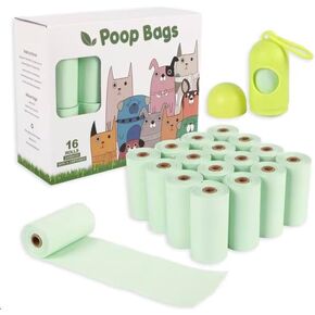 Eco-Friendly 100% Certified Cornstarch,Bio Degradable, Plant Based Home Compostable poop bags, 240 Bags,16 Rolls, Small, Big Dog Poop Bags, Leakproof, Tear Resistant,Thick Plastic, Dog & Cat litter.