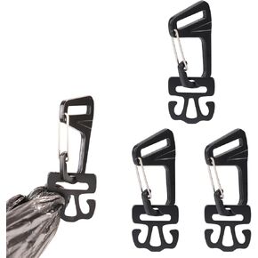 3 Packs 2 in 1 Dog Poop Bag Holders with Metal Used Bag Carriers, Dog Poop Bag Dispenser for Leash Large Opening Dog Walking Accessories for Easy Access to Doggie Waste Bags (Black)