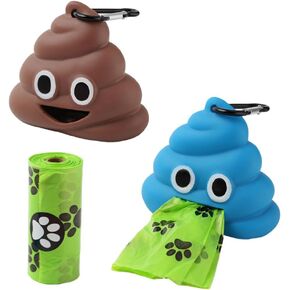 Ximimark 2 set Creative Poop Shaped Dog Poop Bag Dispenser, Portable Pet Waste Bag Holder With Clip For Outdoor Walking
