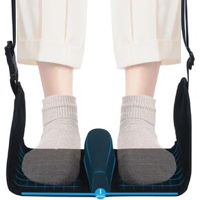 Airplane Foot Hammock –Exclusive Ergonomic Removable Foot Divider, Premium Memory Foam&Hardboard, No Feet Clashing, Perfect Airplane Travel Essential Footrest for Flights, Office, Long Trips