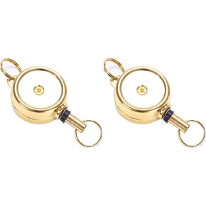 2Pcs Golden Badge Holder, Zinc Alloy Carabiner Badge Reel Retractable ID Card Reel Badge Holder Keychain Used Repeatedly Convenient to Carry Small in Size,Identification Badges and Supplies