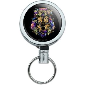Harry Potter Hogwarts Floral Crest Highted Duty Duty Retractable Cenlable ID Badge Card Card حامل علامة مع حزام مقطع