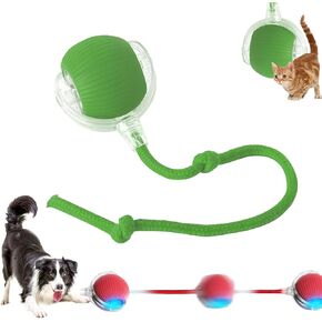Interactive Rolling Dog Ball, Interactive Rolling Ball Dog Toy, Chewie Viral Rolling Ball, Active Rolling Ball for Dogs, 360° Smart Automatic Rolling Pet Ball(Red) (Red)