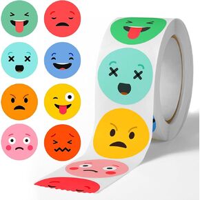 1500 Pcs Smiley Face Stickers 8 Designs Teachers Reward Stickers Encouraging Stickers Potty Training Stickers for Classroom Home (1" Each, 3 Rolls)