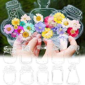 40 PCS Transparent Dried Flower Bookmarks, 2025 New Clear Jars Stickers Set, Can Be Treasured for a Long Time, for Book Lovers (40Pcs Bookmarks-Set D) in Saudi Arabia
