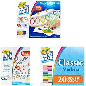 Crayola Color Wonder Free Mess Bundle-محطة الطلاء الفريدة السحرية ، 50 صفحة تلوين فارغة و 20 علامات إعادة الملء-مجموعة هدايا نشاط طفل ، العمر 3+