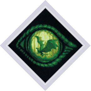 RIOLIS - Dragon Eye 2162, Cross Stitch Kits 7¾" x 7¾", Cross Stitch Kits for Beginners & Advanced, Crossstitching Kit Adult, Embroidery Counted Stitching Kit