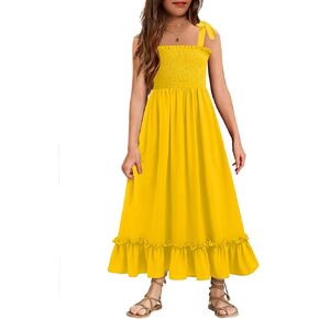 Arshiner Girls Summer Dress Boho Beach Casual Smocked Maxi Dresses 6-13 Years