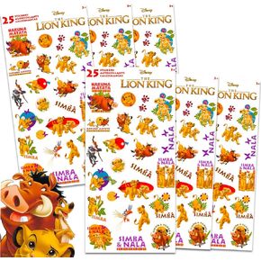ملصقات Lion King للأطفال - حزمة مع 150 Lion King ملصقات لأكياس الحفلات ، والاستحمام الطفل ، والحرف ، والمزيد | مستلزمات حفلات ديزني ليون كينج