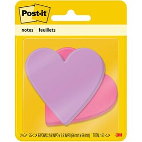3M Post-IT® ، MMM7350HRT ، ملاحظات لزجة فائقة في أشكال النجوم والقلب ، 1 / ​​حزمة ، متنوعة