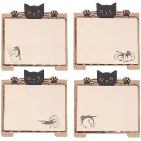 Cute Sticky Notes Pads Desk Stand Sticky Notes Pads, Kawaii Cat 3x4 Large Adhesive Memo Self-Stick Stickies Smooth Writing Reminders Notepads Set Decorative Sticky Paper Memorandum