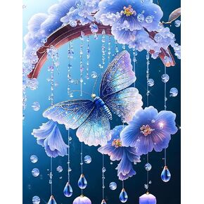 Clakinla Wind Chime Diamond Art Painting Kits للبالغين ، مجموعات الطلاء الفنية ذات الفراشة 5D للمبتدئين ، صورة طلاء DIY مع نقاط مثقلة كاملة للديكور الفني للفن المنزلي 12x16inch