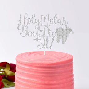Holy Molar لقد فعلت ذلك الكعكة Topper - طبيب أسنان المستقبل تهانينا كعكة الخريج Topper ، فئة 2025 Medicl School Graduation Decorations Silver Glitter