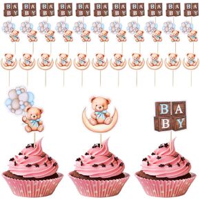 36pcs استحمام الطفل دب دب القبعات العليا ، اختيار الطفل الدب الدب ديكورات كعكة الدب ، غابة الحيوان موضوع استحمام الطفل كعكة الحزب ديكور ، استحمام الطفل لوازم عيد ميلاد الطفل in Kuwait