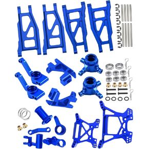 Upgrades Part for 1/10 Rustler 4x4 VXL/Rustler 4x4,Alloy Front Rear Suspension Arm,Steering Blocks,Caster Block,Rear Stub Axle Carriers,Steering Block,Shock Tower Set,Navy Blue