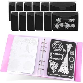 UNIMEIX 24 Pcs Magnetic Sheets for Die Storage with Transparent Binder Cover and 12 Pcs Seal Bags, Stamp and Die Storage Pockets Storage for Card Making Supplies(0.8 mm Thickness)