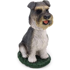 Schnauzer Gray Dog Bobblehead Figure for Car Dash مكتب المرح