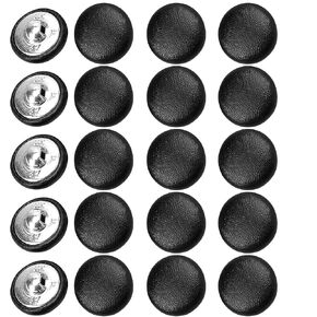 20pcs أزرار مغطاة من الجلد فو ، 0.79 "BOTONES BOTONES BARANS BARA BARA كبيرة للحياكة المفروشات TUFTING DIY ، سترة أطراف القماش ، الأثاث ، وسائد الأريكة ، تزيين الأحذية (أسود)