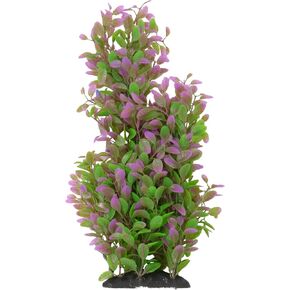 CNZ Aquarium Plastic Plant Decoration W Ceramic قاعدة متوسطة 14.5 بوصة ، اللون الأرجواني الأخضر