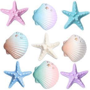 Daimay 10pcs راتنج الحلي البحرية مصغرة زخرفة الشاطئ مجموعات صغيرة البحر Seastar Seashell نموذج المناظر الطبيعية الدقيقة ديكور الحوض المائي