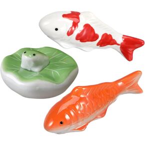 Popetpop Aquarium Floating Floating ، 3pcs ceramic goldfish koi fish folloate forts frog lotus التماثيل تحت الماء تماثيل جنية حديقة بركة أسماك البركة