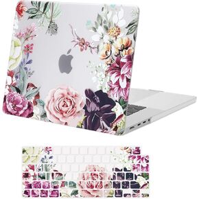 MOSISO Compatible with MacBook Pro 16 inch Case 2025 2024 2023 2022 2021 M4 M3 M2 M1 A3403 A3186 A2991 A2780 A2485 Pro Max Chip, Protective Plastic Rose Leaves Hard Shell&Keyboard Cover, Transparent