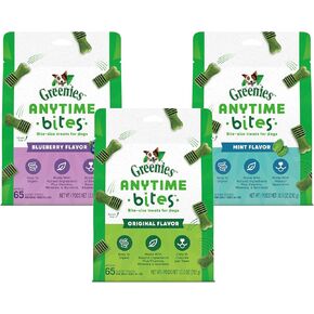 Greenies Anytime Bites Bundle Blueberry, Orginal, Mint Flavors 10.3 oz Bag ( 195 Total Treats)