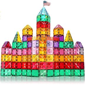 Magnetic Tiles,100PCS Star Magnetic Building Blocks Toy for Ages 3 4 5 6 7 8 9,Magnetic Tiles for Toddlers Gifts,Montessori Toys,STEM Toys Christmas Toy Gift for Kids Boys and Girls