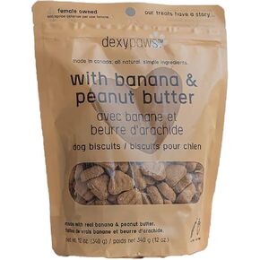 Banana, Oat & Peanut Butter Dog Biscuits - 12oz Bag, Pet Treats, Natural Simple Ingredients, Snack-Training-Reward, Fiber & Potassium Rich
