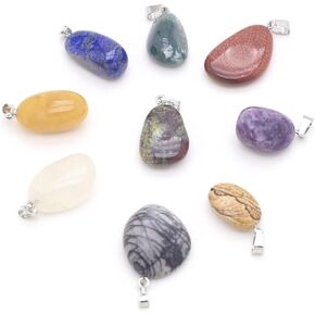 20PCS Natural Stone Pendant Rose Quartz Opal Agate Unakite Turquoise Healing Crystal Stone Charms for Jewelry Making DIY Necklaces