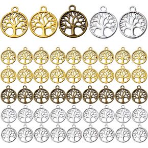 50pcs شجرة سحر الحياة المعلقات سبيكة الشجرة حبة السحر لوازم الحرف لمجوهرات قلادة سوار صنع النتائج الملحقات ، 5 ألوان