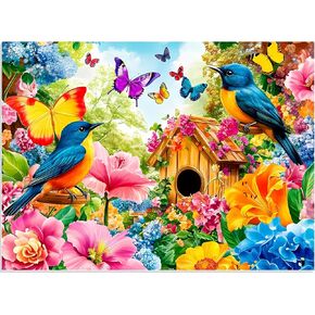 300 Piece Jigsaw Puzzle for Adults, Birds Flower Puzzles 300 Pieces for Adults Fit Together Perfectly, Challenging Puzzle for Friends Family Activity Game Nights- Finished Size 20.5×15
