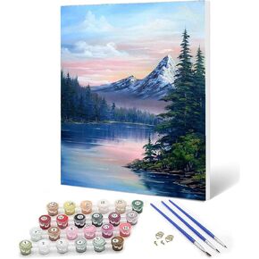 طلاء Ediximi بواسطة أرقام أرقام للبالغين DIY Paint برقم 12 "× 16" قماش مع فنون خشبية رسم الفنون والحرف للبالغين والمبتدئين ، الجبال الثلجية