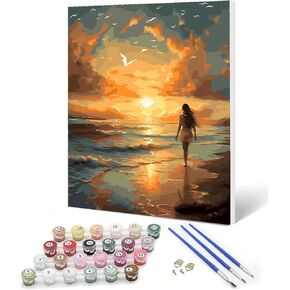 طلاء Ediximi بواسطة أرقام أرقام للبالغين DIY Paint برقم 12 "× 16" مع فنون الرسم الخشبية والحرفية للبالغين والمبتدئين ، واجهات البحر