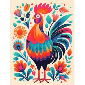 Zariocy Paint by Numbers Kits for Adults -Animals DIY Oil Paintings Canvas Acrylic Paint Set - Rooster Paint by Numbers Kit for Beginners and Ideal for Home Decor 16x20 inch-679
