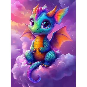 VAIIEYO 5D DIY Diamond Art Kits for Adults Dragon, Diamond Painting Animal, Diamond Art Full Drill Round Rhinestone Craft Canvas for Home Wall Decor Gift 12x16 inch-75