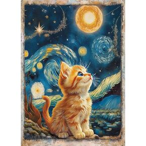 مجموعات الطلاء Sanjee Diamond للبالغين ، مجموعات Cat Diamond Art للمبتدئين ، 5D DIY Round Full Gem Crafts for Home Wall Decor Gift ، 12x16inch