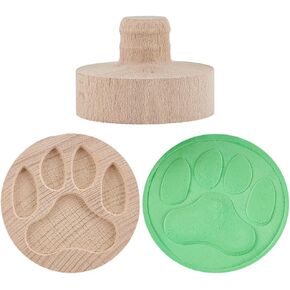 WEBEEDY 2.6 Inch Dog Paw Print Wood Pottery Tools Stamps,Lovely Pattern Hand Carved Stamp for Clay,Natural Wood Stamps for DIY Creation Clay Tool Art Craft Supplies