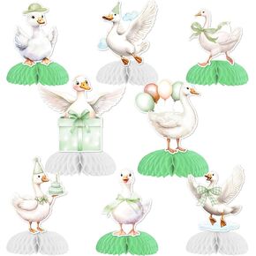 8pcs goose honeycomb centerces goose party decorations green bow silly goose table centerces farm animal table decoration