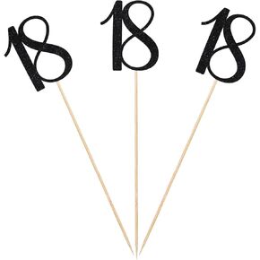 Black Glitter 18th First Birthday Counterse ، 12 pack number 18 Table Topper Anniversary Party Decorations