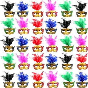 30 قطعة أقنعة صغيرة أقنعة تنكرية أقنعة Mardi Gras Decorations Table Prote للبارز Markerade Mardi Gras Decor