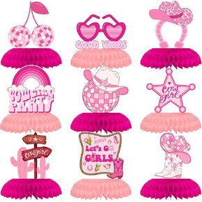 Western Cowgirl Party Decorations, Cowgirl Honeycomb Centerpieces for Disco Bachelorette Party Birthday Party Decorations, Let's Go Girls Cowgirl Bachelorette Party Supplies