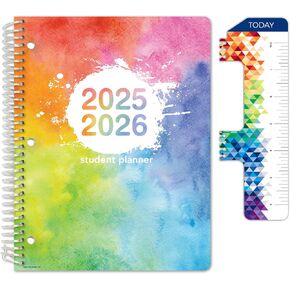 Global Datebooks 2025-2026 Elementary Student Planner 8.5x11 - Dated Weekly & Monthly Academic Planner (Large) with Ruler/Bookmark & Stickers, Ideal for Homework, Matrix Style, Watercolors